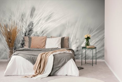 FOTOTAPETA PŠENIČNÉ POLE V ČERNOBÍLÉM PROVEDENÍ - ČERNOBÍLÉ TAPETY - TAPETY