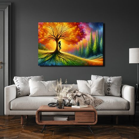 OBRAZ TAJEMNÁ SILUETA U STROMU ŽIVOTA - OBRAZY STROMY ŽIVOTA - OBRAZY