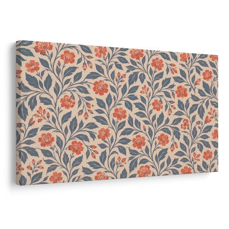 WANDBILD KORALLENFARBENE BLÜTEN AUF BEIGE - BILDER BLUMEN - BILDER