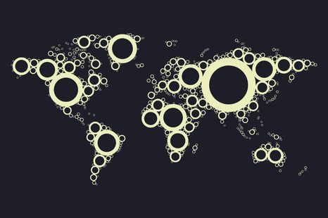 CARTA DA PARATI – MAPPA DI CERCHI CON SFONDO NERO - CARTA DA PARATI MAPPE - CARTA DA PARATI