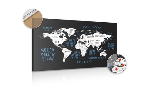 OBRAZ NA KORKU MAPA SVĚTA V MODERNÍM PROVEDENÍ - OBRAZY NA KORKU - OBRAZY