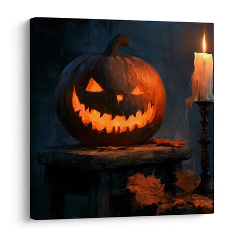 WANDBILD HALLOWEEN-KÜRBIS IM HALBDUNKEL - HALLOWEEN- UND HORROR-BILDER - BILDER