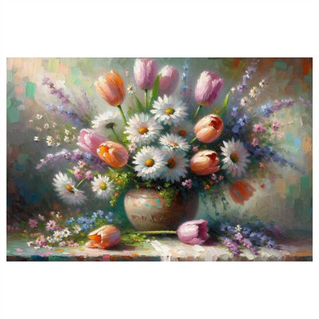 OBRAZ KYTICE TULIPÁNŮ A KOPRETIN - OBRAZY KVĚTŮ - OBRAZY