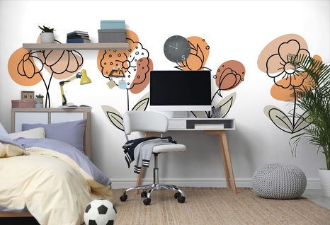 SELF ADHESIVE WALLPAPER MINIMALISTIC FLOWERS - SELF-ADHESIVE WALLPAPERS - WALLPAPERS