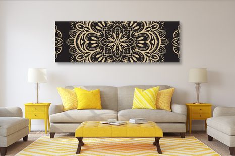 SLIKA ZLATA MANDALA NA ČRNI PODLAGI - SLIKE FENG SHUI - SLIKE