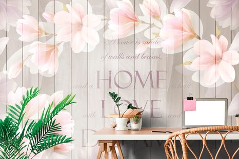 SELBSTKLEBENDE TAPETE VINTAGE-MAGNOLIE MIT AUFSCHRIFT - SELBSTKLEBENDE TAPETEN - TAPETEN