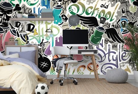 TAPETE STREET ART MIT BUNTEN ELEMENTEN - TAPETEN - 🔥 TOTALAUSVERKAUF