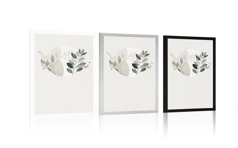 PLAGÁT BOHO RASTLINKY V KRUHU - BOTANICKÉ - PLAGÁTY