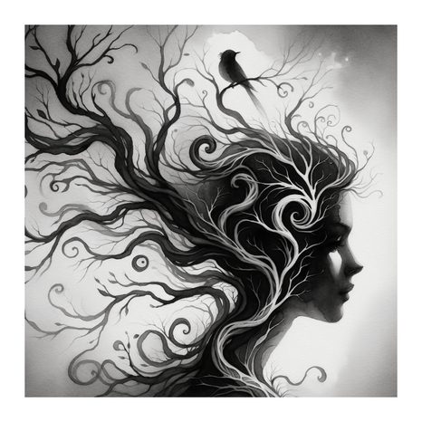 WANDBILD FANTASIEVOLLE FRAU UND BAUM DES LEBENS - BILDER BÄUME DES LEBENS - BILDER