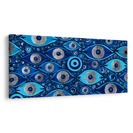 TABLEAU SUR TOILE – MOSAÏQUE ABSTRAITE DE YEUX BLEUS - TABLEAUX PAR THÈME - TABLEAUX