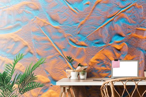 TAPETE TEXTUR DER BLÄTTER IM SAND - TAPETEN MIT NATURMOTIVEN - TAPETEN