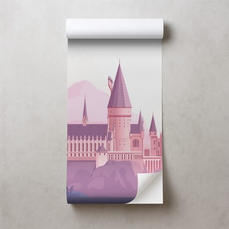 SAMOLEPÍCÍ TAPETA KOUZELNÝ RŮŽOVÝ HRAD V HORÁCH - DĚTSKÉ TAPETY - TAPETY