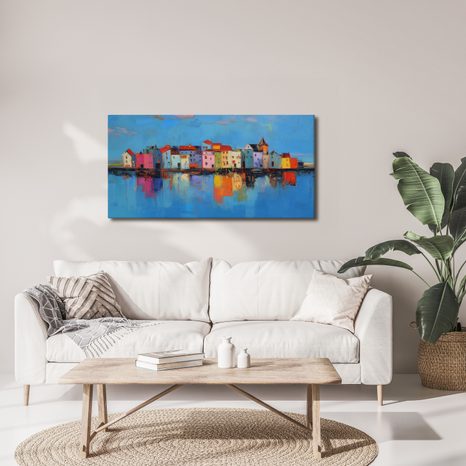 SLIKA ŠARENE KUĆICE IZNAD VODE - ŠARENE KUĆE - SLIKE
