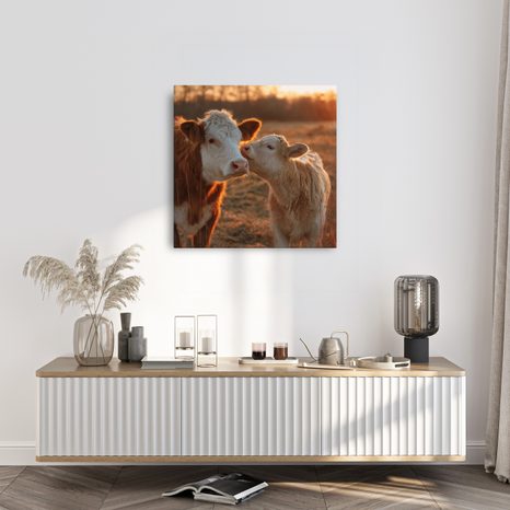 WANDBILD KÜHE IM ABENDLICHT - WANDBILDER BÜFFEL UND KÜHE - BILDER