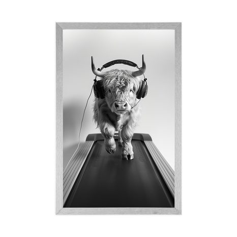POSTER – MUCCA CON CUFFIE SUL TAPIS ROULANT - BUFALI E MUCCHE - POSTER