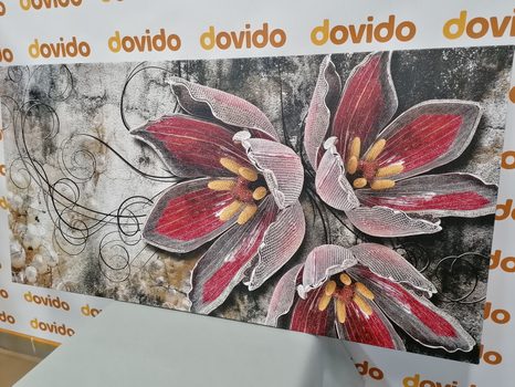 WANDBILD BLUMEN MIT PERLEN - BILDER BLUMEN - BILDER