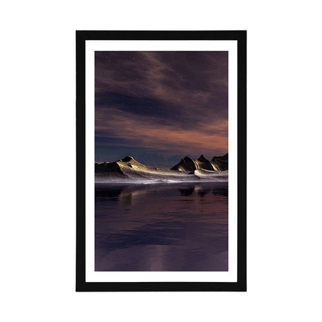 AFFICHE AVEC PASSE-PARTOUT – PLANÈTE FUTURISTE - L'UNIVERS ET LES ÉTOILES - AFFICHES