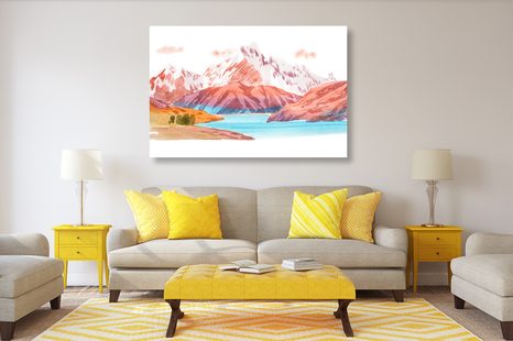 QUADRO SU TELA – SPLENDIDO PAESAGGIO MONTANO - QUADRI DI NATURA E PAESAGGIO - STAMPE E QUADRI