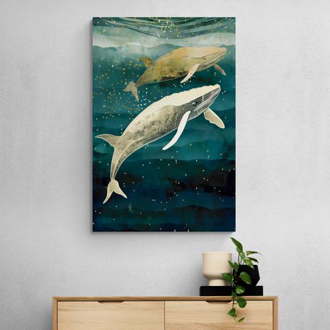 STAMPA SU TELA – BALENE NELL'OCEANO - QUADRI DEL MONDO SOTTOMARINO - STAMPE E QUADRI