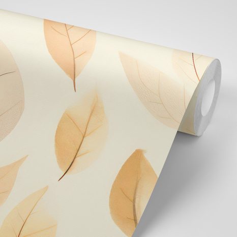 CARTA DA PARATI – FOGLIE BEIGE DELICATE - CARTA DA PARATI LETTERE - CARTA DA PARATI