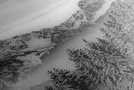 WANDBILD WINTER IN DEN BERGEN IN SCHWARZ-WEISS - SCHWARZ-WEISSE BILDER - BILDER