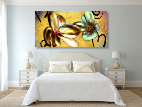 SLIKA ZANIMIVI VINTAGE CVETOVI - ABSTRAKTNE SLIKE - SLIKE