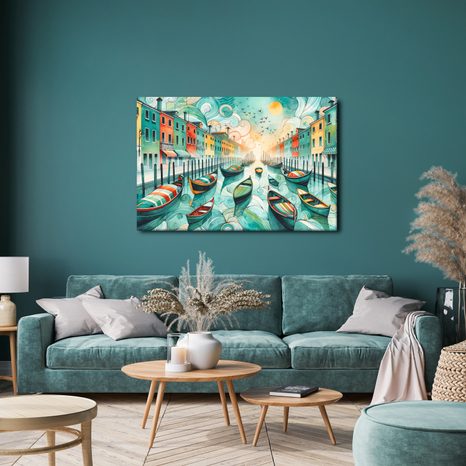 WANDBILD BUNTE GONDELN IN DEN STRASSEN VENEDIGS - BILDER VON STÄDTEN - BILDER