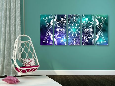 5-DÍLNÝ OBRAZ MODERNÍ MANDALA S ORIENTÁLNÍM VZOREM - OBRAZY FENG SHUI - OBRAZY