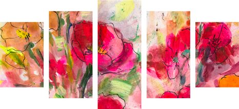 5-DIELNY OBRAZ ZAUJÍMAVÉ KVETINOVÉ ZÁTIŠIE - OBRAZY KVETOV - OBRAZY