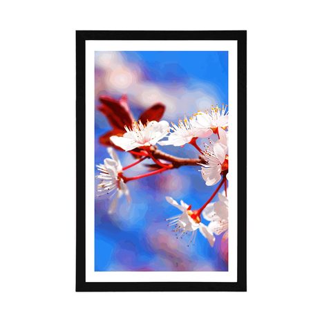 PLAGÁT S PASPARTOU ČEREŠŇOVÝ KVET - KVETY - PLAGÁTY