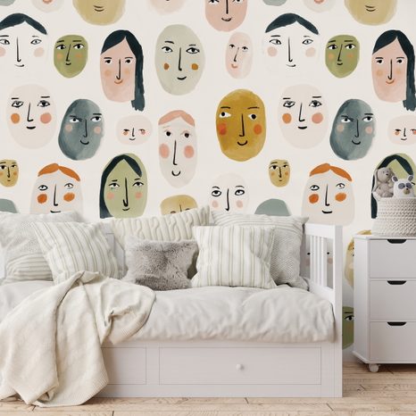 SAMOLJEPLJIVA TAPETA ŠARENA APSTRAKTNA LICA - TAPETE LJUDI I CELEBRITY - TAPETE