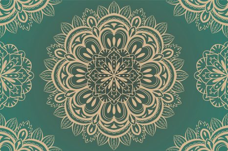 CARTA DA PARATI – MANDALA SU SFONDO TURCHESE - CARTA DA PARATI FENG SHUI - CARTA DA PARATI