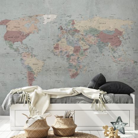 SAMOLEPILNA TAPETA VINTAGE ZEMLJEVID SVETA - TAPETE ZEMLJEVIDI - TAPETE