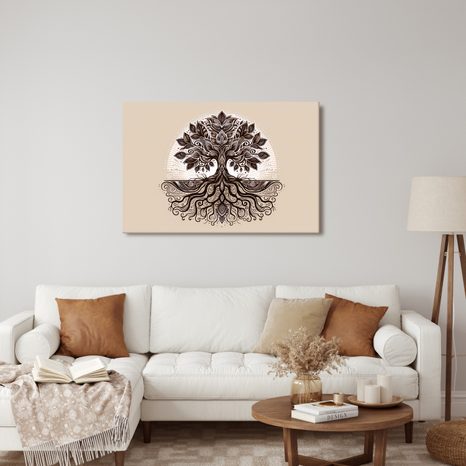 WANDBILD ELEGANTER BAUM DES LEBENS MIT WURZELN - BILDER BÄUME DES LEBENS - BILDER