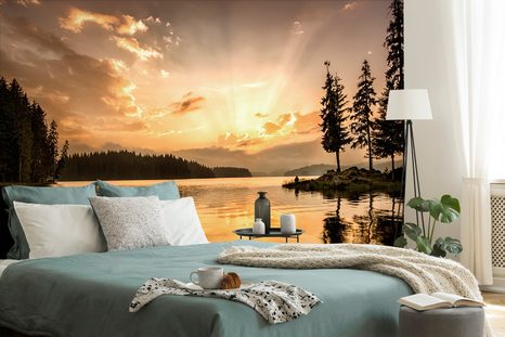 FOTOTAPETE SPIEGELUNG IM BERGSEE - TAPETEN MIT NATURMOTIVEN - TAPETEN