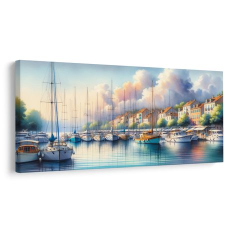 WANDBILD HAFEN MIT BUNTEN HÄUSERN - BILDER MEER UND STRAND - BILDER