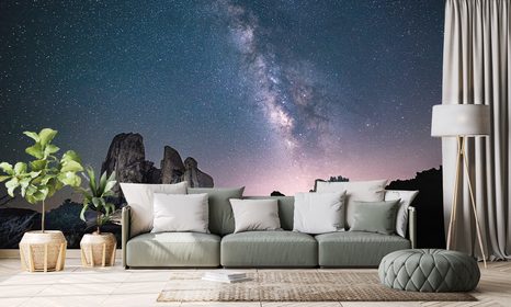 TAPETE STERNENHIMMEL ÜBER FELSEN - UNIVERSUM- UND STERNE-TAPETEN - TAPETEN