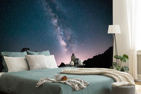 TAPETE STERNENHIMMEL ÜBER FELSEN - UNIVERSUM- UND STERNE-TAPETEN - TAPETEN