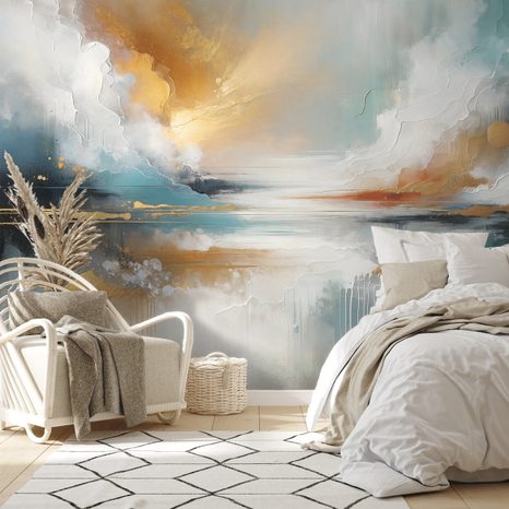 TAPETA ABSTRAKTNÍ ZLATÉ A MODRÉ TÓNY - ABSTRAKTNÍ TAPETY - TAPETY