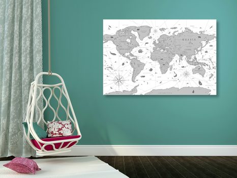 OBRAZ NA KORKU ČERNOBÍLÁ MAPA - OBRAZY NA KORKU - OBRAZY