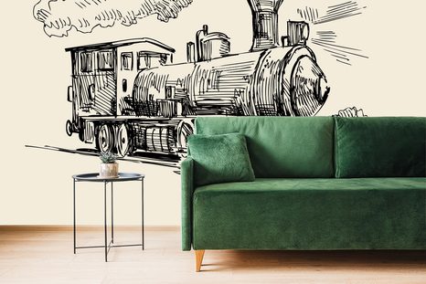 CARTA DA PARATI AUTOADESIVA – TRENO IN STILE RETRÒ - CARTA DA PARATI AUTOADESIVE - CARTA DA PARATI