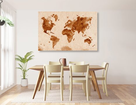 DECORATIVE PINBOARD WORLD MAP IN RETRO STYLE - PICTURES ON CORK - PICTURES