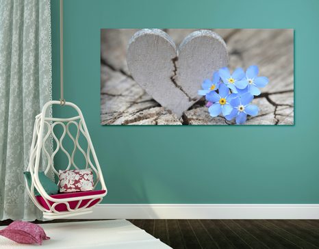 STAMPA SU TELA – CUORICINO SUL LEGNO ANTICO - QUADRI DI NATURE MORTE - STAMPE E QUADRI