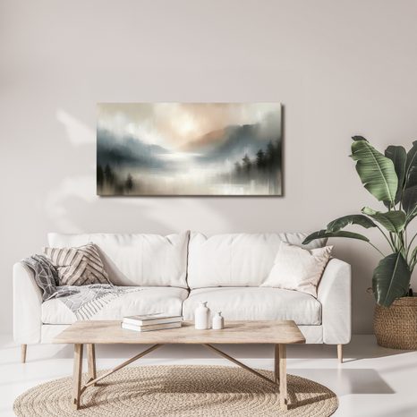 WANDBILD STILLEN TAL IM NEBEL - ABSTRAKTE BILDER - BILDER