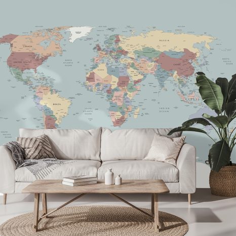 SELBSTKLEBENDE TAPETE BUNTE WELTKARTE - WELTKARTEN-TAPETEN - TAPETEN