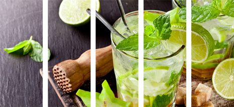 5-RÉSZES KÉP FINOM MOJITO - KÉPEK ÉTELEKKEL ÉS ITALOKKAL - KÉPEK