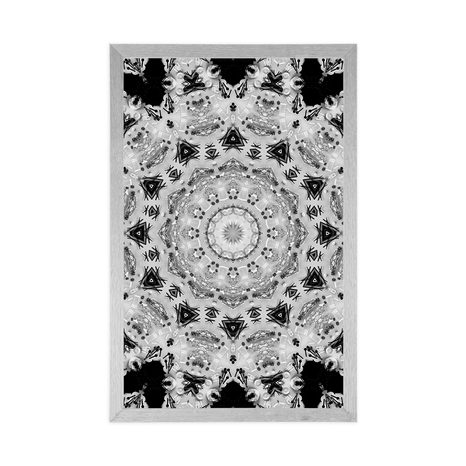 POSTER INTERESSANTES MANDALA IN SCHWARZ-WEISS - SCHWARZ-WEISS - POSTER