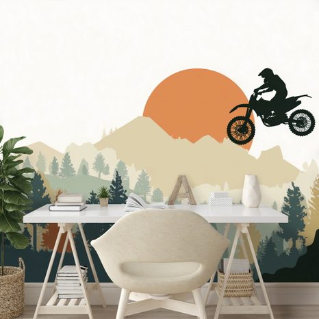 TAPETA MOTOKROSOVÝ SKOK V HORÁCH - DĚTSKÉ TAPETY - TAPETY