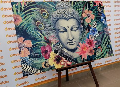 OBRAZ BUDHA NA EXOTICKÉM POZADÍ - OBRAZY FENG SHUI - OBRAZY
