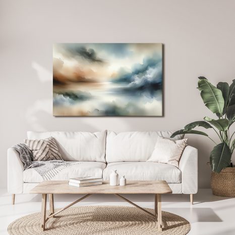 WANDBILD MORGENDLICHER NEBEL ÜBER DEM WASSER - BILDER SEEN - BILDER